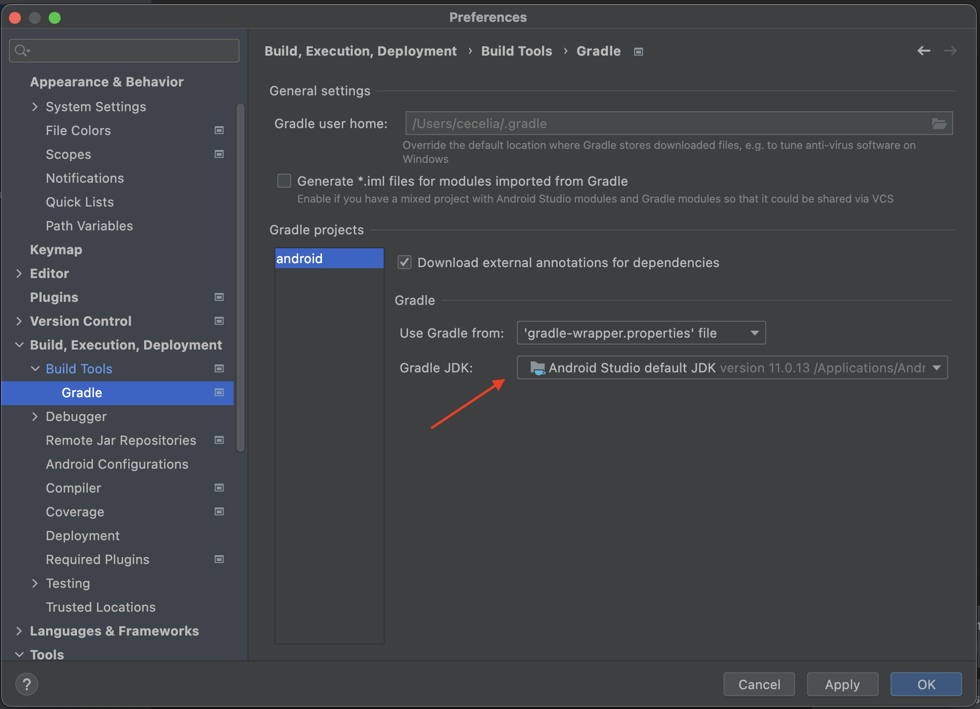Android Studio 中的 JDK 路径